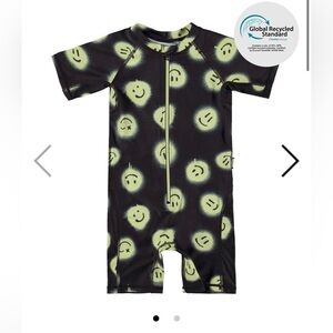 Molo Kids Swim One Piece - Black and Yellow Smiley euro 62/68